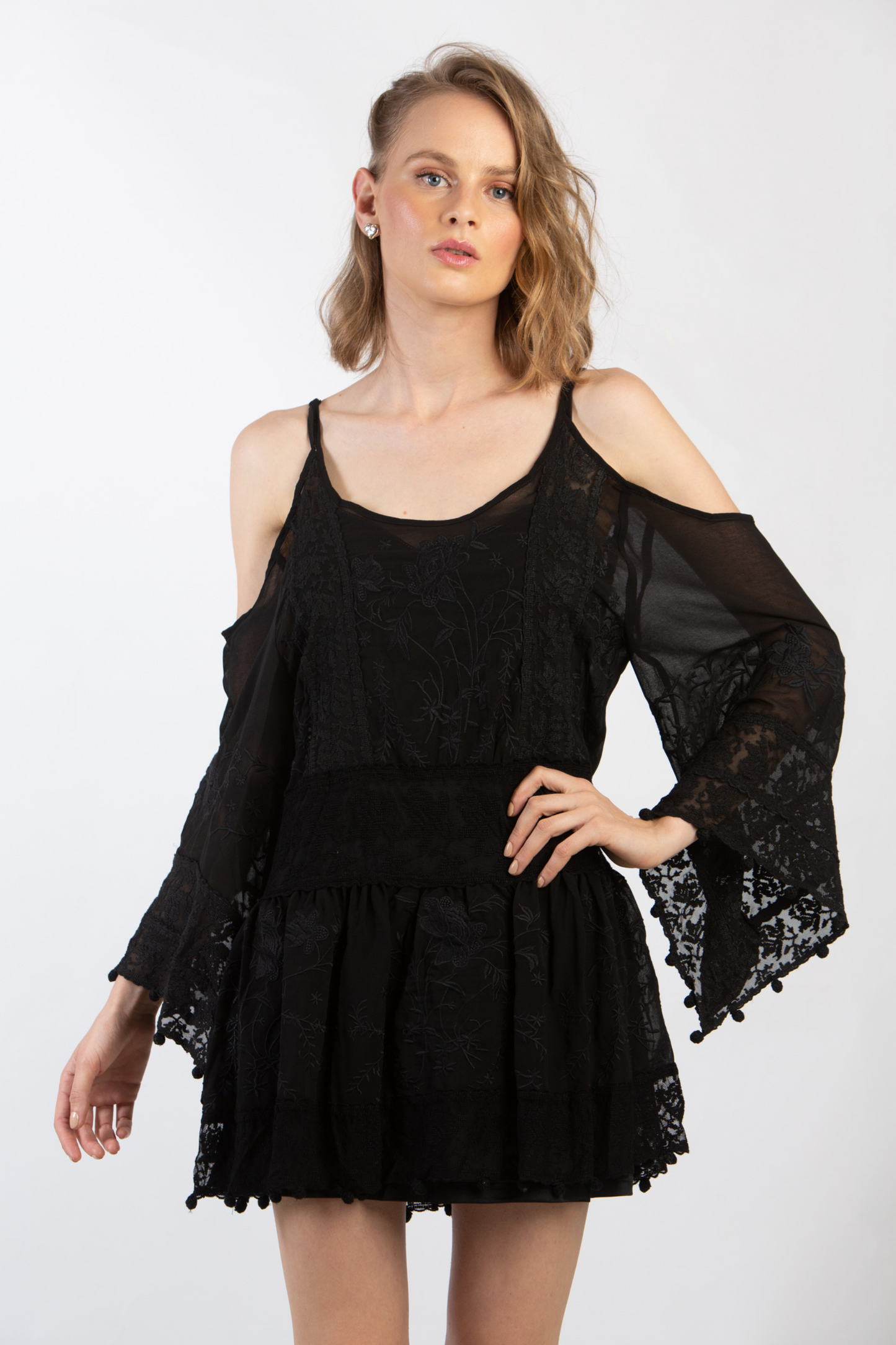 EMBROIDERED CHIFFON DRESS