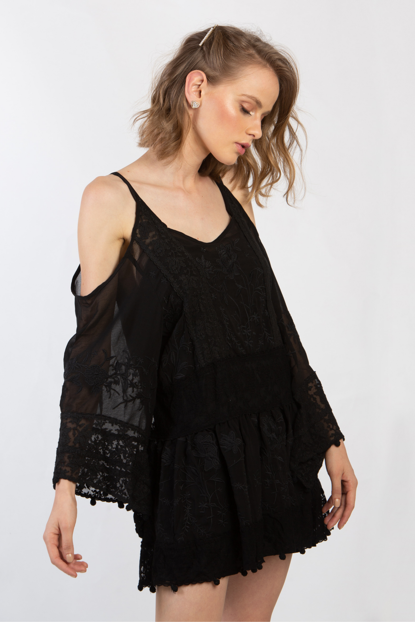 EMBROIDERED CHIFFON DRESS