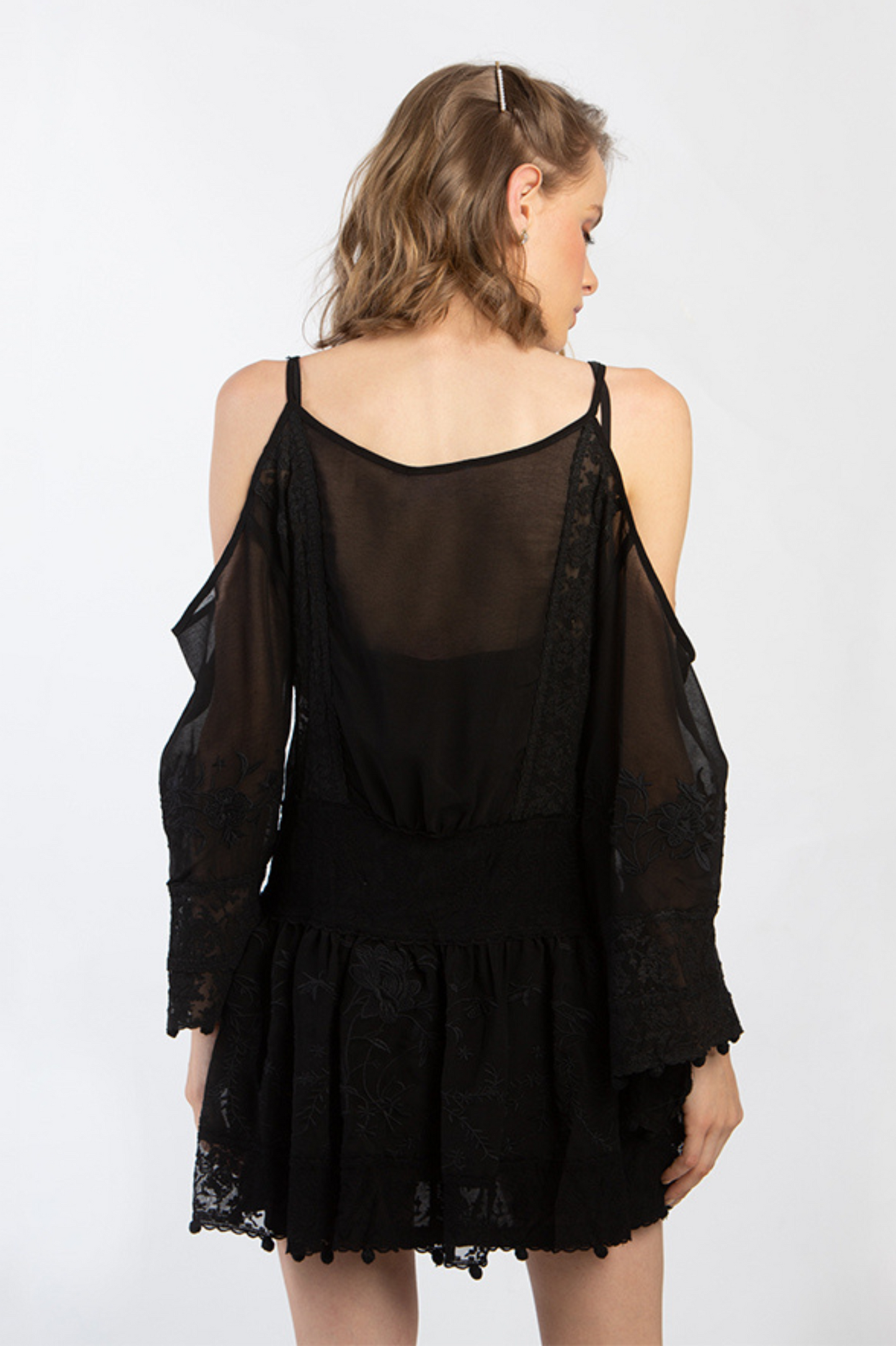 EMBROIDERED CHIFFON DRESS